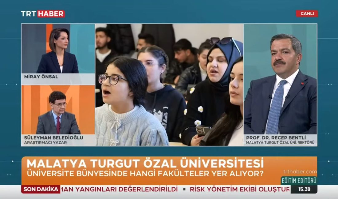 Turgut Özal Üniversitesi Rektörü Prof. Dr. Recep Bentli, TRT Haber’de Üniversiteyi Tanıttı Malatya Turgut Özal Üniversitesi (MTÜ) Rektörü Prof. Dr. Recep Bentli,