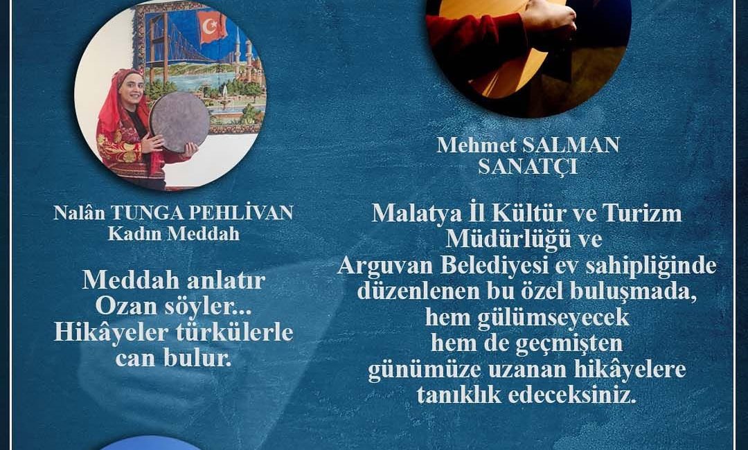 Malatya’da “Hikâyeden Türküye” Etkinliği: Söz ile Saz Arguvan’da Buluşuyor Malatya İl Kültür ve Turizm Müdürlüğü ile Arguvan Belediyesi’nin iş