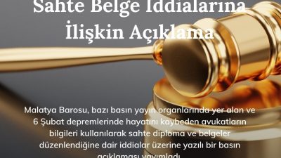 Malatya Barosu, bazı basın yayın organlarında yer alan ve 6