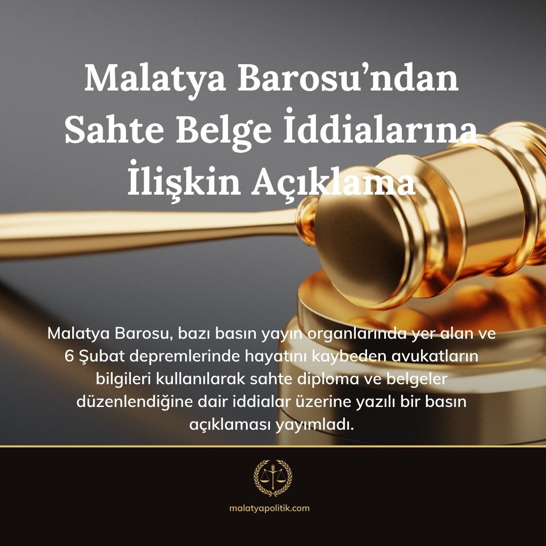 Malatya Barosu, bazı basın yayın organlarında yer alan ve 6