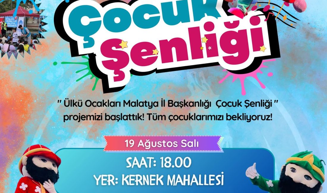 Ülkü Ocakları Malatya İl Başkanlığı tarafından düzenlenen “Çocuk Şenliği” projesi,