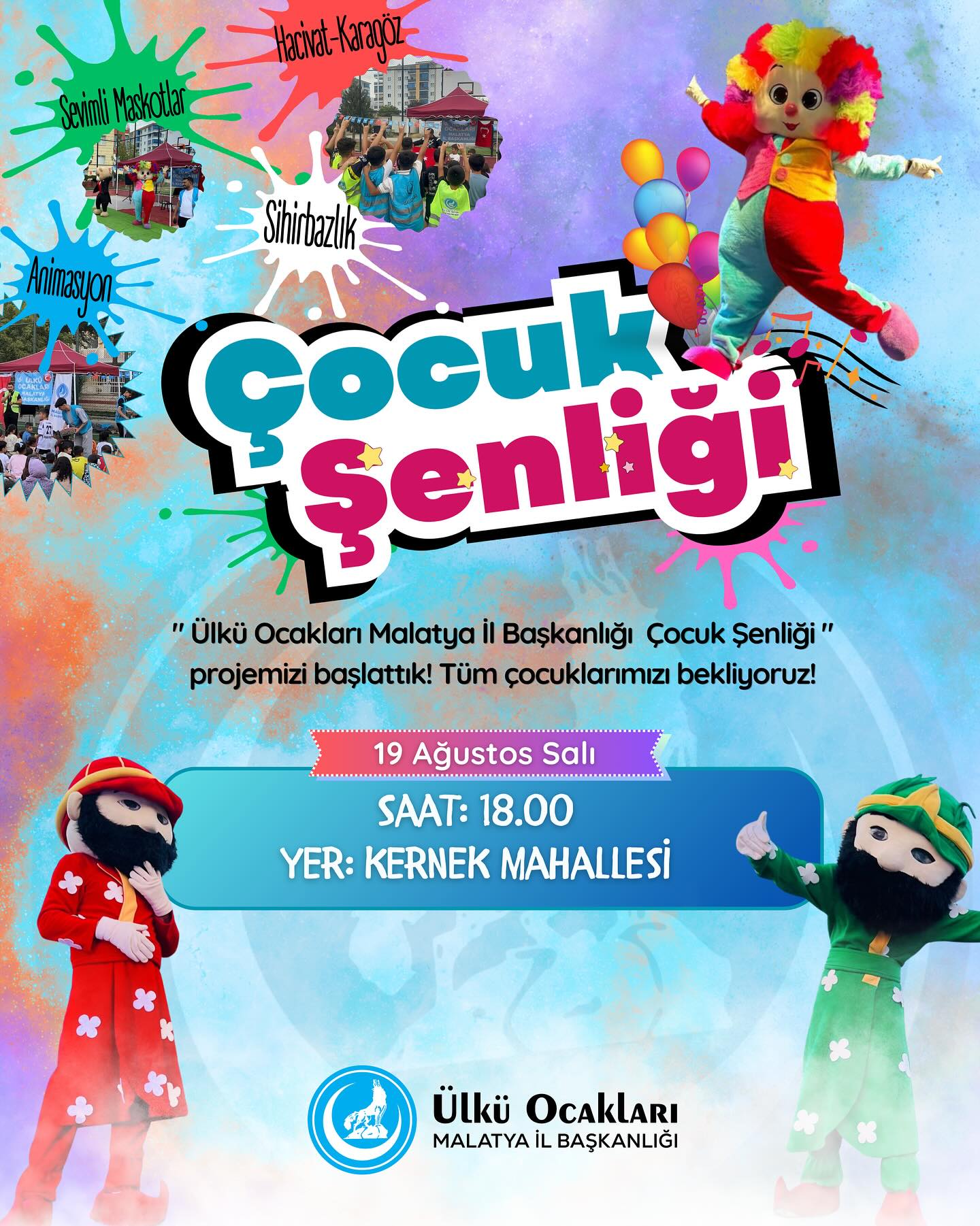 Ülkü Ocakları Malatya İl Başkanlığı tarafından düzenlenen “Çocuk Şenliği” projesi,